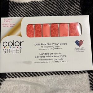 Color Street Heart Patterned Red Nail Strips HEARTTHROB